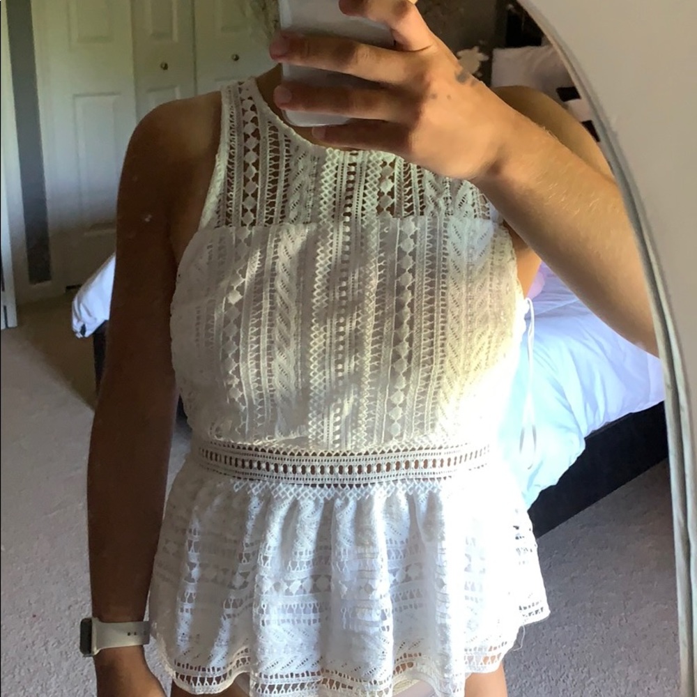 White lace peplum blouse